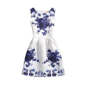 White Mini Dress Blue Floral